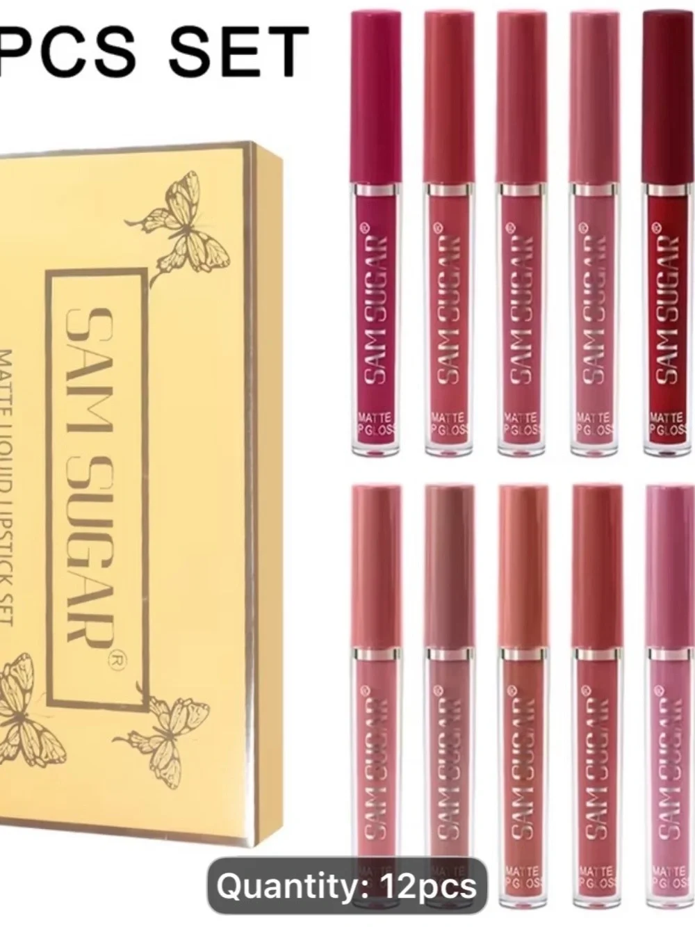 Matte Liquid Lipstick Set - 12pcs Nude & Pink Tones